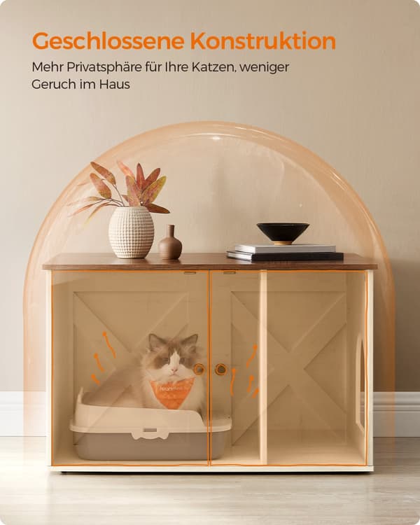 Katttoalett, Feandrea Katzentoilette, 80x53x50 cm, Honung Brun