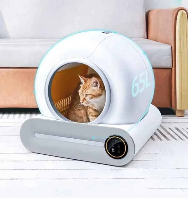 Smart kattlåda, 65L stor kapacitet, automatisk rengöring,vit, EU