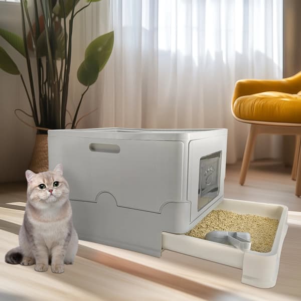 Kattlåda, hållbar konstruktion, smart dubbel ingång,2