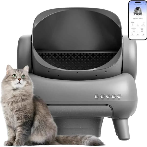 Smart kattlåda, appkontroll, extra stort utrymme,110v-220v, App Kontroll
