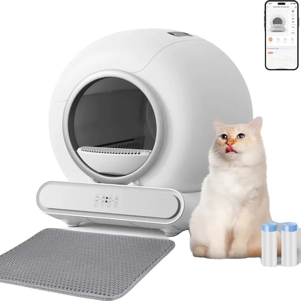 Smart kattebakke, selv-rensende funktion, stor kapacitet på 65L,wifi app
