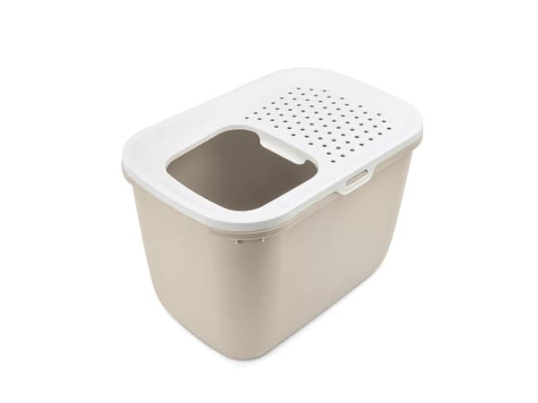 SAVIC HOP Kaffebrun med vitt lock – Kattlåda – 58,5x39x39,5 cm – 1 st.