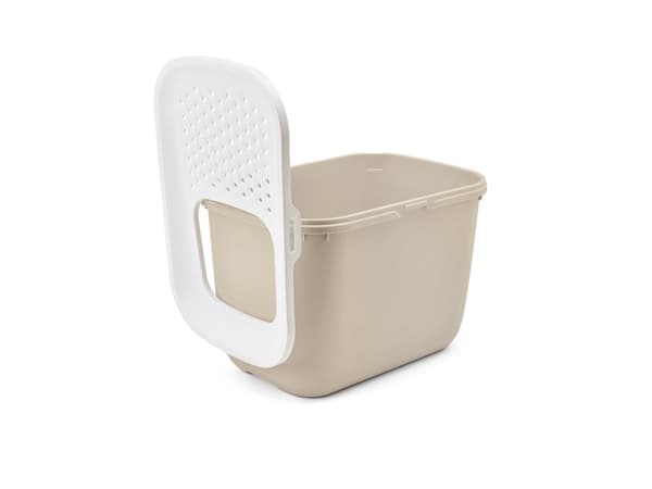 SAVIC HOP Kaffebrun med vitt lock – Kattlåda – 58,5x39x39,5 cm – 1 st.