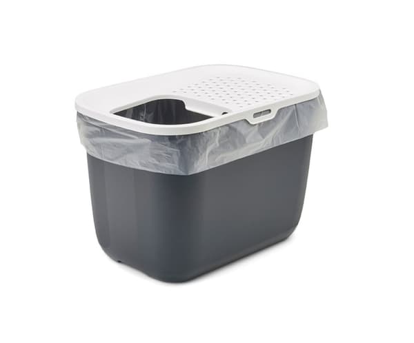 SAVIC HOP Antracit med vitt lock – Kattlåda – 58,5x39x39,5 cm – 1 st.