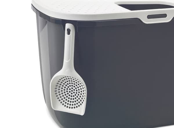 SAVIC HOP Antracit med vitt lock – Kattlåda – 58,5x39x39,5 cm – 1 st.