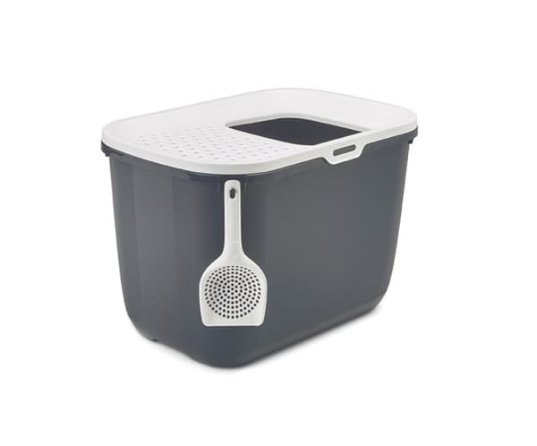 SAVIC HOP Antracit med vitt lock – Kattlåda – 58,5x39x39,5 cm – 1 st.