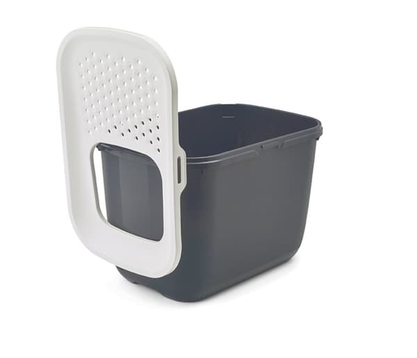 SAVIC HOP Antracit med vitt lock – Kattlåda – 58,5x39x39,5 cm – 1 st.