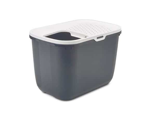 SAVIC HOP Antracit med vitt lock – Kattlåda – 58,5x39x39,5 cm – 1 st.