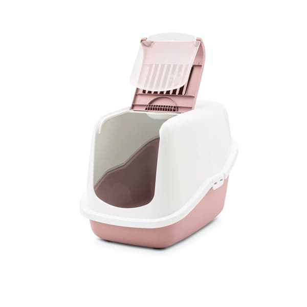 SAVIC Nestor Hvid-Pink - Overdækket Kattebakke - 56x39x38,5 cm - 1 stk.