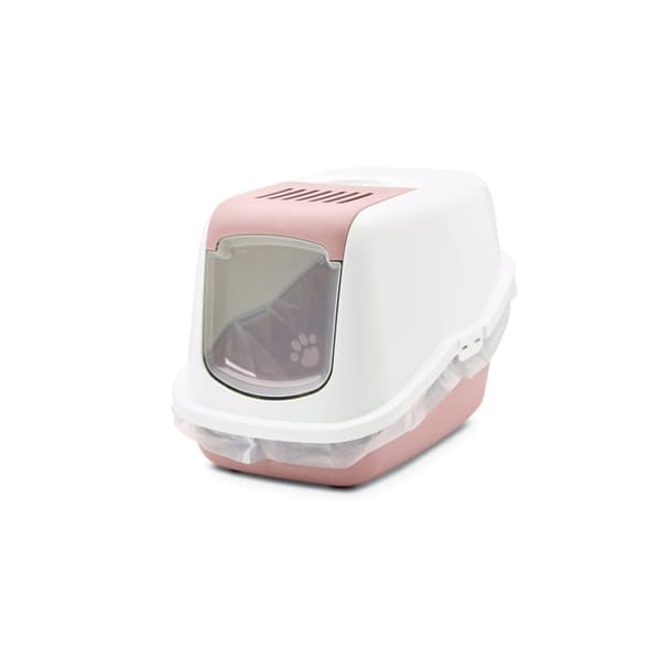 SAVIC Nestor Hvid-Pink - Overdækket Kattebakke - 56x39x38,5 cm - 1 stk.