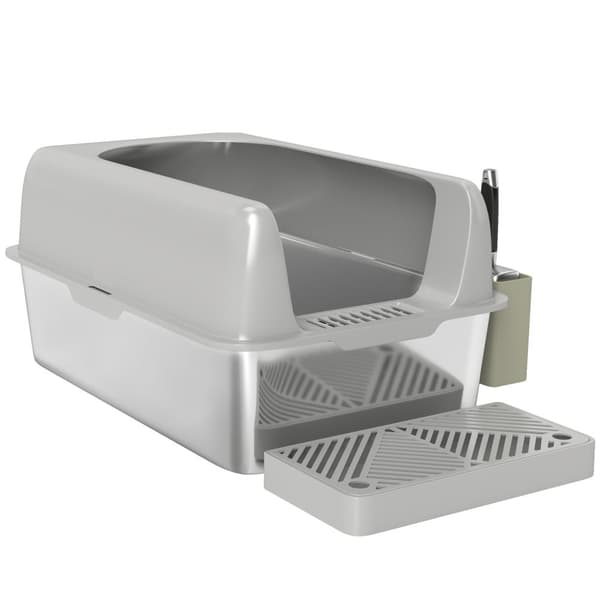 Rootz Cat Toilet Lull Box - Rostfritt stål - Högväggar - Lätt rengöring - 60,2 cm x 40,6 cm x 29 cm