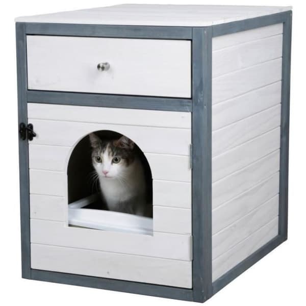 KERBL - Kattebakke - 58 x 45 x 60 cm - IDA - Hvid/blå -