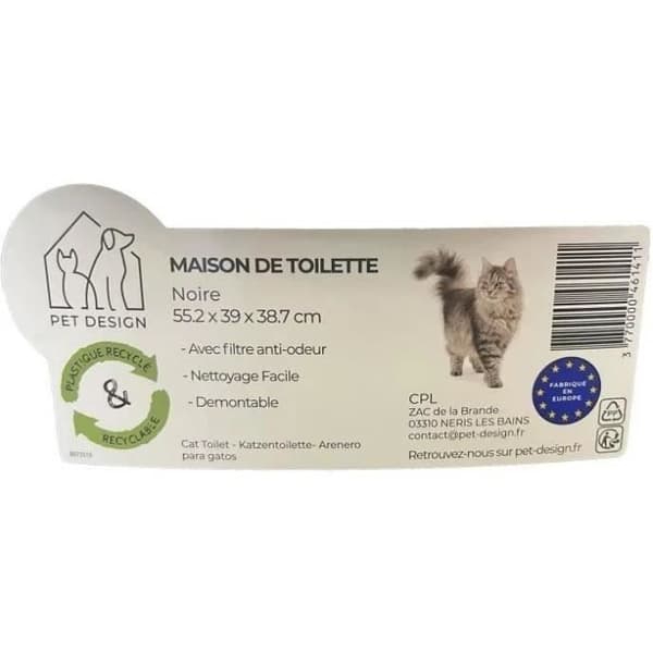 SACHA Kattebakke - Kattebakke - 56 x 40 x 39 cm - Sort og hvid - PET DESIGN