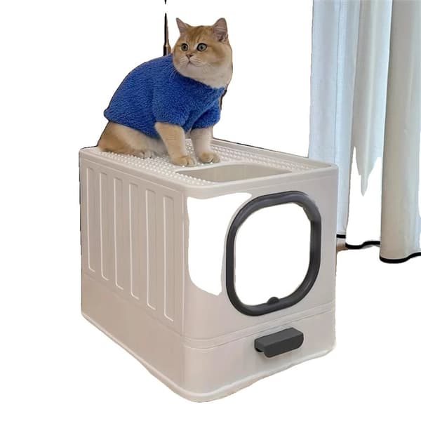 Innesluten kattlåda, lätt att rengöra låda, läckagesäker design,GRÅ