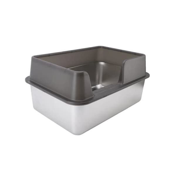 Rostfritt Stål Kattlåda, Stänksäker Design, Höga Väggar,1 styck