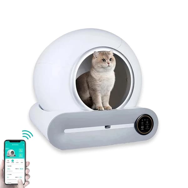 Smart selv-rensende kattebakke, app-styret, rummelig 65L kapacitet,Med app