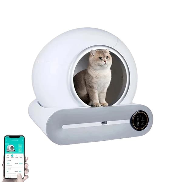 Smart selv-rensende kattebakke, app-styret, rummelig 65L kapacitet,Med app