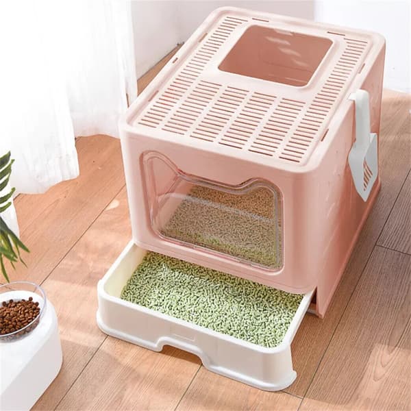 Stor Pink Kattebakke, Nem Rengøringsskuffe, Top Indgang Design,Lyserød