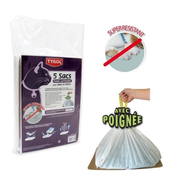 Kattlåda - TYROL - 5-pack - Kartongbotten - Reptålig - 44 x 30 cm - För katter