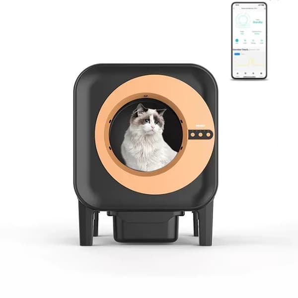 Automatisk Katte Toilet, Smart Teknologi, Rummelig Design, Nem Vedligeholdelse,wifi app sort