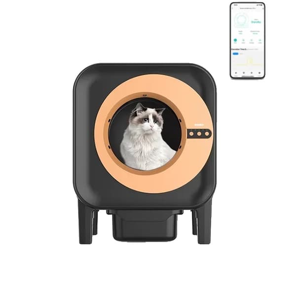 Automatisk Katte Toilet, Smart Teknologi, Rummelig Design, Nem Vedligeholdelse,wifi app sort