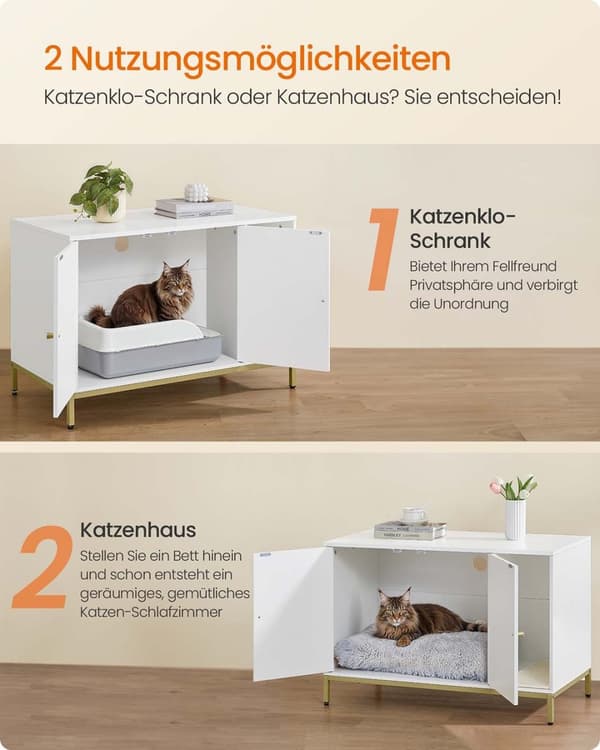 Rootz Katzenklo -kaappi - Kostinan laatikkokotelo - Scratch Mat - Tyylikäs muotoilu - 90 x 48 x 61,5 cm - valkoinen