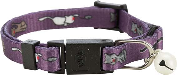 Junior kitten halsband, snabblås bjällra, kattmotiv Lila