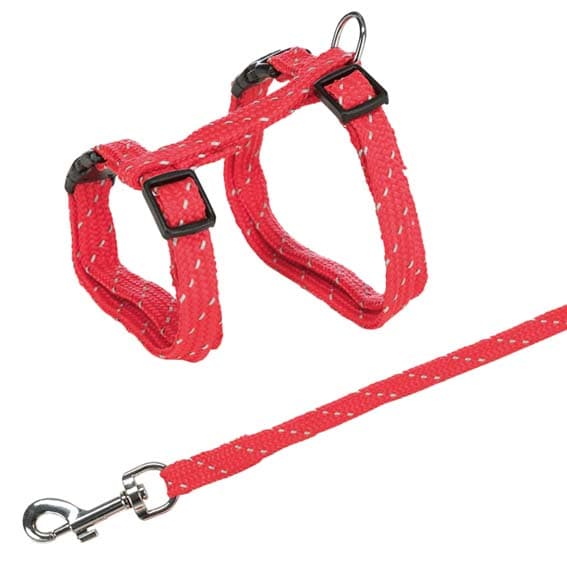 Kattsele och koppel - Ställbar & Reflex - 27-45 cm Röd