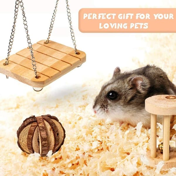 MT0018 Hamster Seesaw Climbing Ladder Gnawing Teeth String Wooden Set Toy(11 PCS/Set)