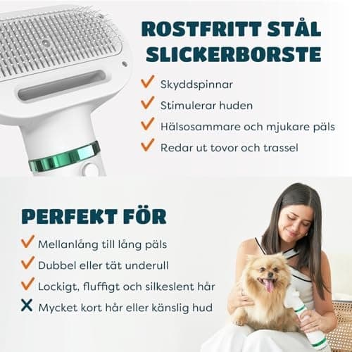 Lemmikkien hiustenkuivain 2 Slicker Brush Groomingilla kissoille ja koirille