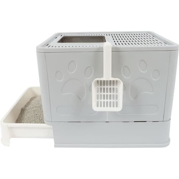 Toaletthus - M PETS - SILE TOP - Grå - 51 x 41 x 12,5 cm - Praktisk, avtagbar, utdragbar låda, inklusive skopa