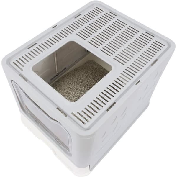 Toaletthus - M PETS - SILE TOP - Grå - 51 x 41 x 12,5 cm - Praktisk, avtagbar, utdragbar låda, inklusive skopa