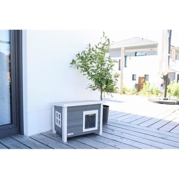 Kattehus - KERBL - ECO Eli - Grå/Hvid - 57 x 45 x 43 cm