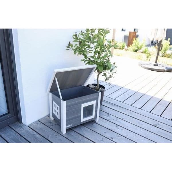 Kattehus - KERBL - ECO Eli - Grå/Hvid - 57 x 45 x 43 cm
