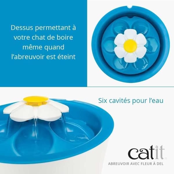 Catit Flower kattvattenfontän - 3L - Med LED - Blå