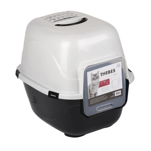 MPETS Thebe toilet - 62x53x58 cm - Sort og hvid - Til killinger