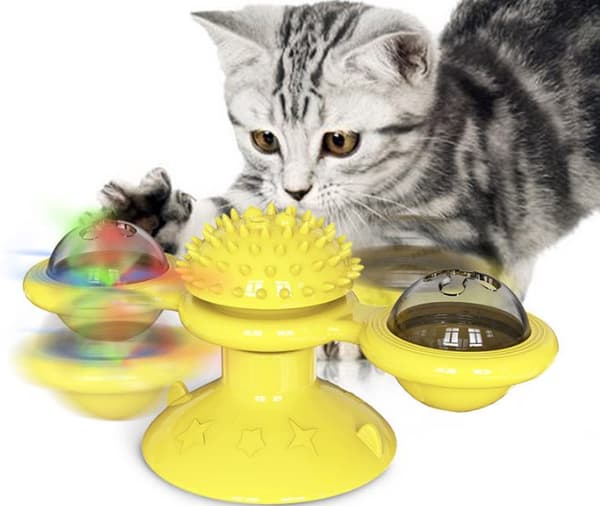 Tuulimyllyn lelut kissoille Palapeli Pyörittelevä levysoitin harjalla Kissa Pelaa pelejä Catnip Toy Kitten Interactive