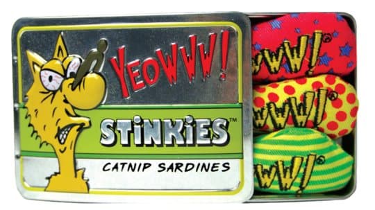 Yeowww Tin of Stinkies (3 inuti) - Lyxig presentförpackning (sardintenn) med 3 färgglada fiskar som är fyllda med världens mest kraftfulla kattmynta!