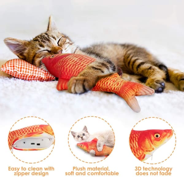 INF Interaktiv kattleksak Sprattlande Fisk Orange