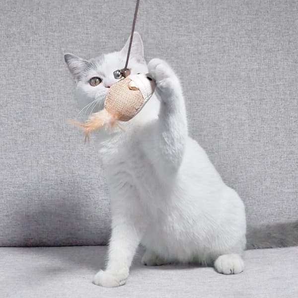 2-Pak - Katteleke på Pinne med Bjelle - Leke for Katt