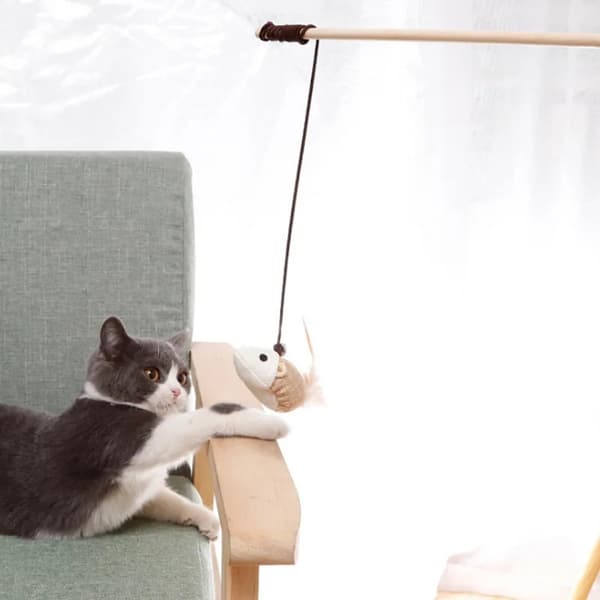 2-Pak - Katteleke på Pinne med Bjelle - Leke for Katt