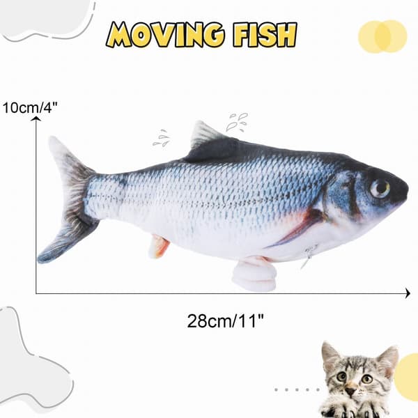 Kattleksak Fiskekatt viftande svans Interaktiv Fiskleksak USB Kattmynta Bomull Mjuk Fiskeleksaker