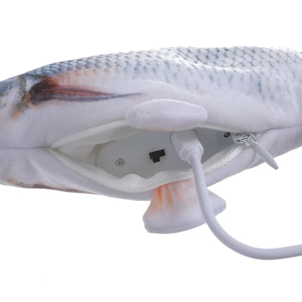Kattleksak Fiskekatt viftande svans Interaktiv Fiskleksak USB Kattmynta Bomull Mjuk Fiskeleksaker