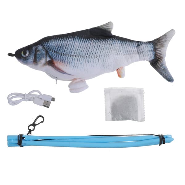 Kattleksak Fiskekatt viftande svans Interaktiv Fiskleksak USB Kattmynta Bomull Mjuk Fiskeleksaker