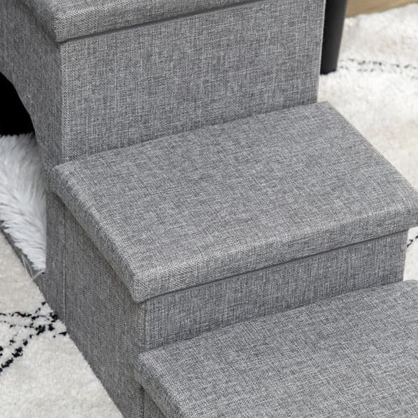 Rootz Pet Stairs - Med Pet Bed - Med dold förvaring - Hund Trappa - Ljusgrå - 73,5 cm x 33 cm x 40,5 cm