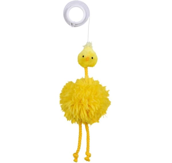 Leksak för katter Kyckling på elastiskt band, plysch, 20 cm