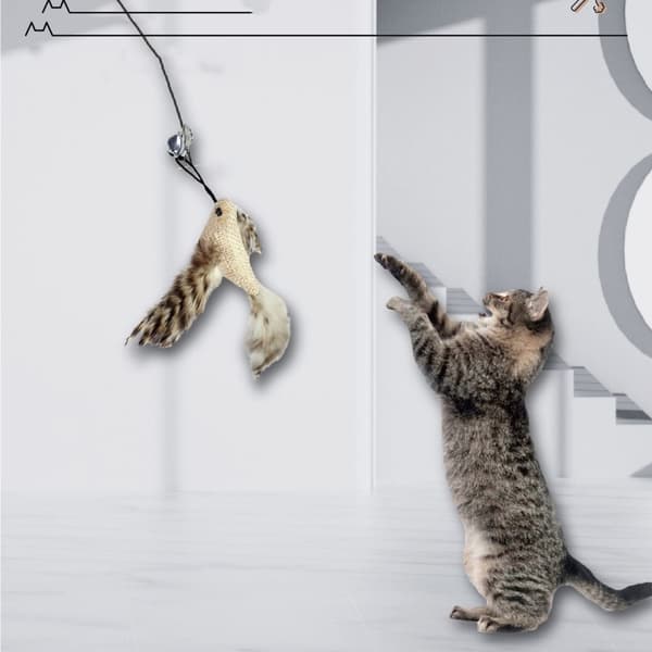 INF Interactive Cat feather teaser troll-leksak kattfjäderleksak med sugkopp