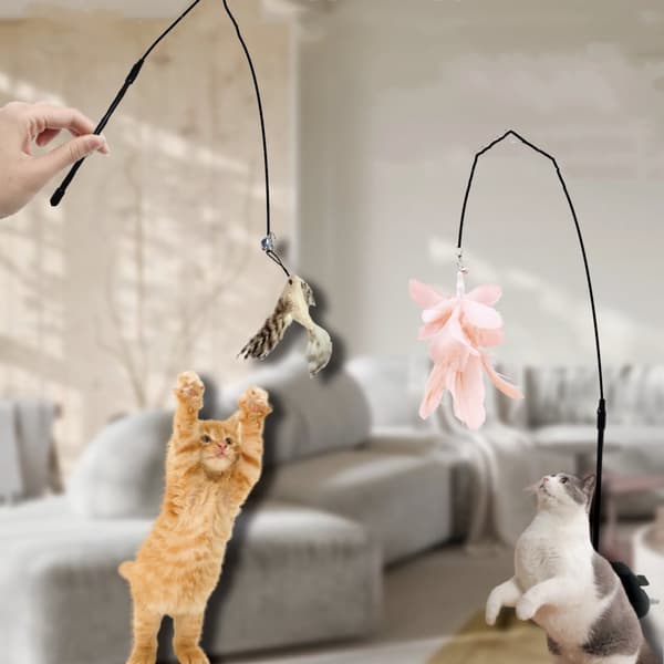 INF Interactive Cat feather teaser troll-leksak kattfjäderleksak med sugkopp