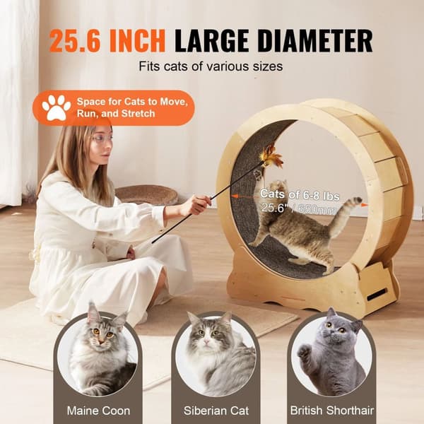 29.5" ytterdiameter mångsidigt katt träningshjul för de flesta katter, hållbar och säker, låg ljudnivå