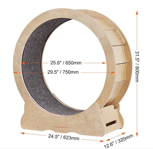 29.5" ytterdiameter mångsidigt katt träningshjul för de flesta katter, hållbar och säker, låg ljudnivå